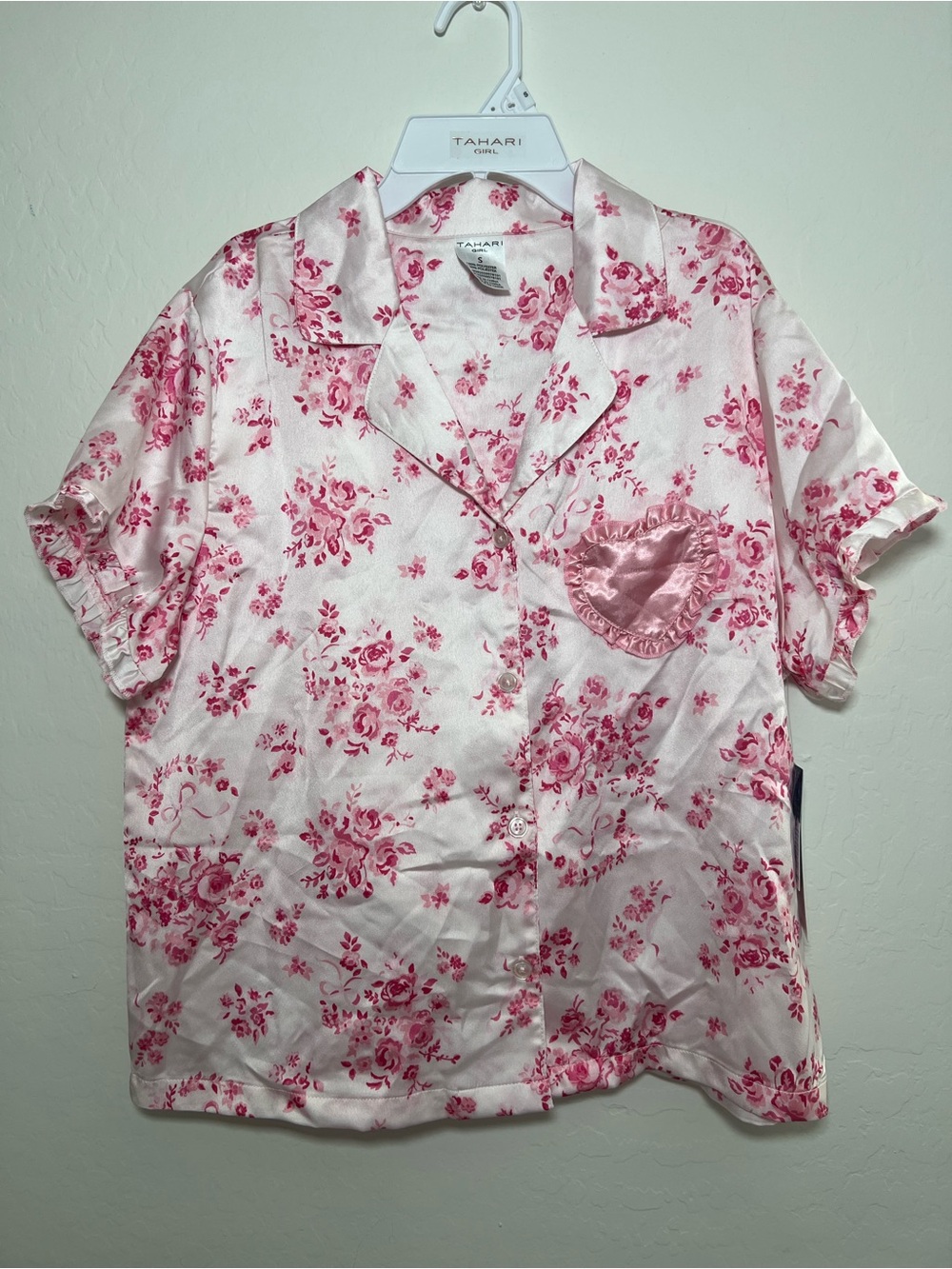 Tahari Pink Floral Short-Sleeve Button-Front Shirt